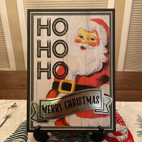 Vintage ThrowBack Retro Rustic Christmas Santa Claus “Ho Ho Ho" Wall Decor Sign - Picture 1 of 11